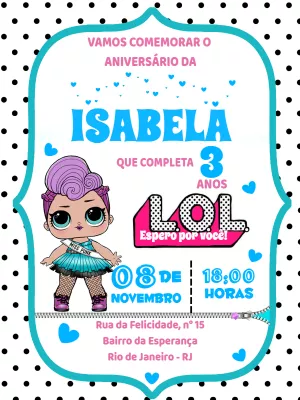 Convite de Aniversário LOL Surprise para Editar Online