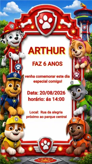 Invito di compleanno Paw Patrol – Statico – Laiane