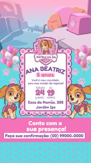 Invito di compleanno Paw Patrol – Statico – Wolf Designer