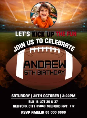 Editable Football Birthday Party Invitation Template