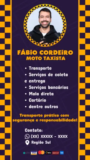 Cartão de Visita Moto Táxi com Foto para Editar Online
