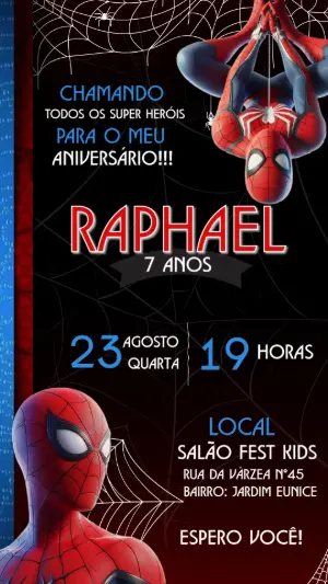 Convite Aniversário Homem Aranha para Editar Online