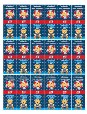 Rótulo Editável Tic Tac Ursinho Marinheiro para Festa Infantil