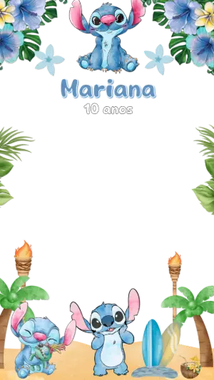 Moldura para Story Aniversário Stitch Editável Online