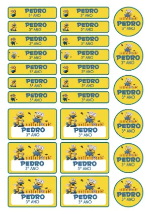 Etiqueta Escolar dos Minions Editável para Material Escolar