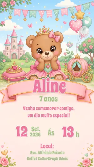 Invitación de cumpleaños Princesas – Estático – CollorGraph Convites