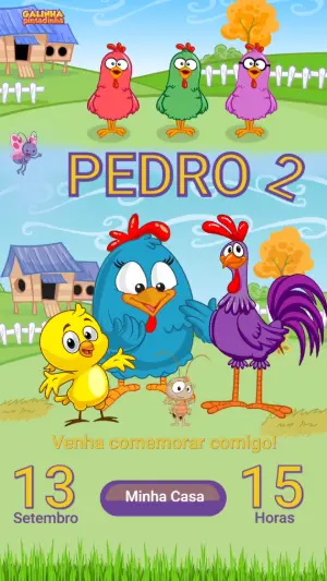 Convite Animado Galinha Pintadinha para Editar e Enviar