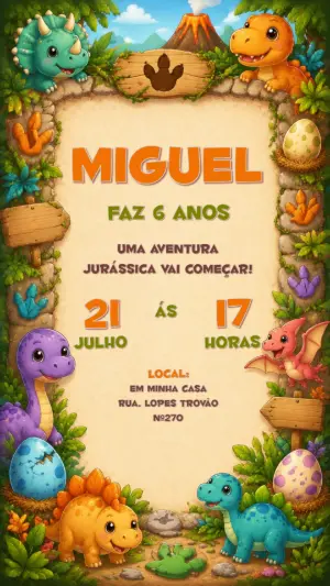 Invitación de cumpleaños Dinosaurio – Estático – CollorGraph EDITOR