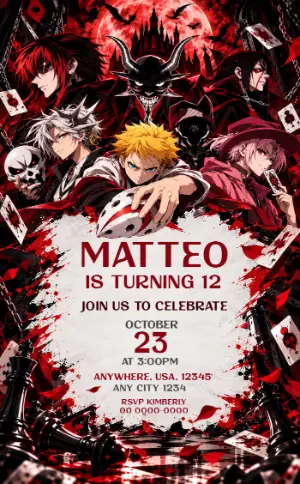 Sakamoto Days Anime Birthday Invitation | Editable Dark Theme Template