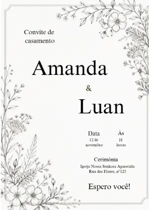 Convite de Casamento Floral Clássico: Modelo Editável Online