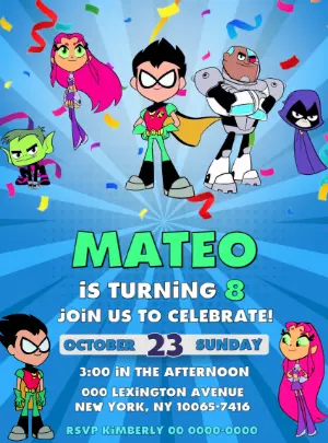 Teen Titans Birthday Invitation to Edit Online