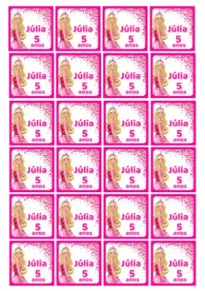 Tag Adesivo Aniversário Barbie para Editar Online