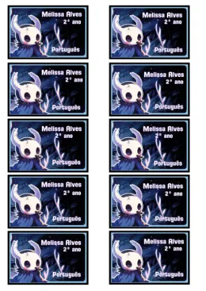 Etiqueta Escolar Hollow Knight Azul para Editar e Imprimir