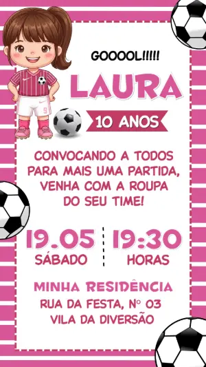 Soccer Birthday Invitation – Static – Convide aê!