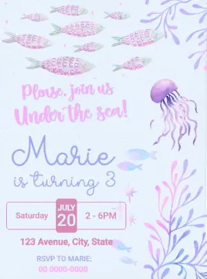 Under the Sea Birthday Invitation to Edit Online