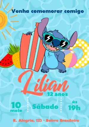 Invitación de cumpleaños Stitch – Estático – Julia B