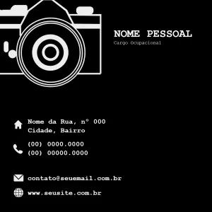 Cartão de Visita Fotógrafo com Câmera para Editar Online