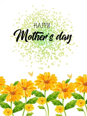Editable Mother's Day Card with Watercolor Yellow Flowers