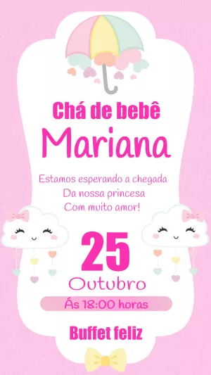 Convite Chá de Bebê Chuva de Bençãos para Editar Online