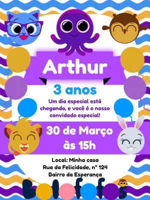Invitación de cumpleaños Bolofofos – Estático – Pedro Henrique
