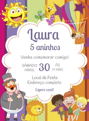 Convite Aniversário Mundo Bita para Editar Online
