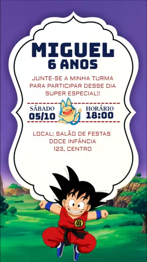 Convite Aniversário Dragon Ball Z Goku Editável Online