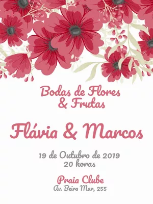 Convite de Bodas de Flores e Frutas Floral para Editar Online