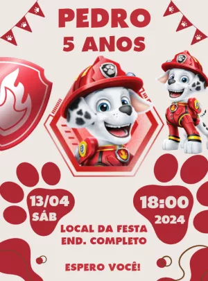 Invito di compleanno Paw Patrol – Statico – Jonathan Fiuza