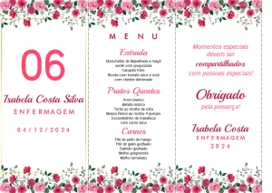 Menu de Formatura Floral com Rosas para Editar Online