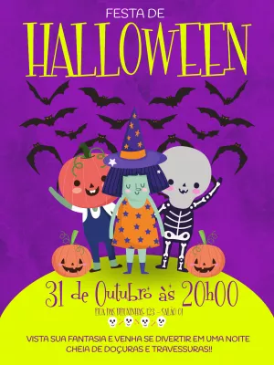 Convite de Halloween com Monstros Fofos para Editar Online