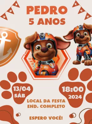 Invito di compleanno Paw Patrol – Statico – Jonathan Fiuza