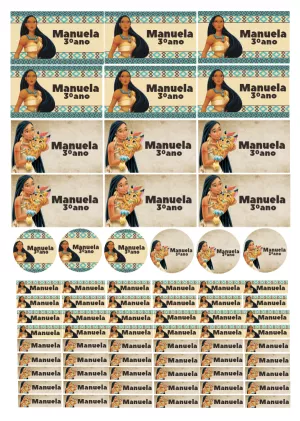 Etiqueta Escolar Pocahontas para Editar Online e Imprimir