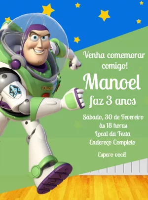 Convite Aniversário Toy Story Buzz Lightyear para Editar Online
