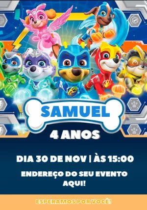 Convite de Aniversário Patrulha Canina Super Filhotes para Editar