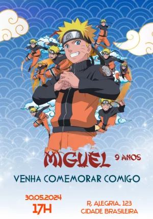 Convite de Aniversário Naruto com o Ninja para Editar Online