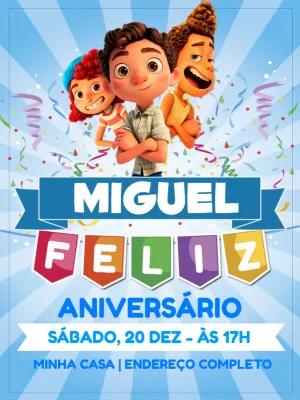 Convite de Aniversário Luca Disney para Editar Online
