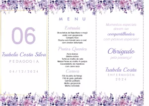 Menu de Formatura Floral Triângulo para Editar Online