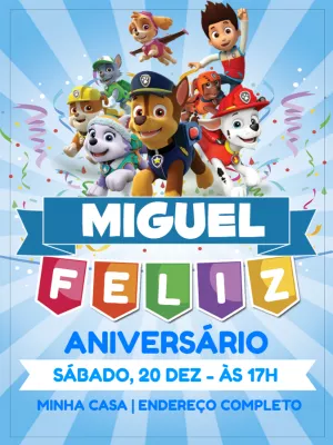 Invito di compleanno Paw Patrol – Statico – Jonathan Fiuza