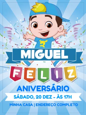 Convite de Aniversário Menino Youtuber para Editar Online