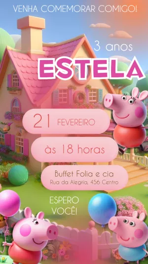Convite de Aniversário Peppa Pig Editável Online