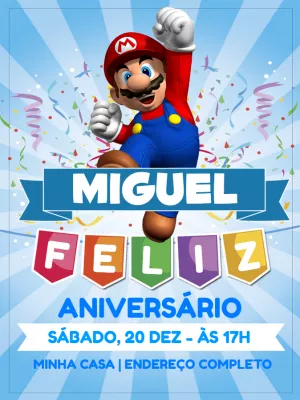 Invito di compleanno Super Mario – Statico – Jonathan Fiuza