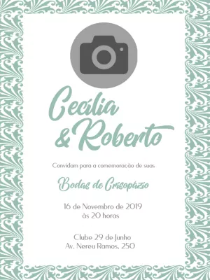 Convite Bodas de Crisopázio com Foto para Editar Online