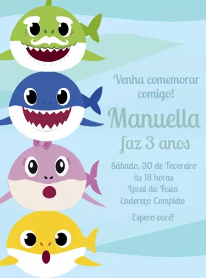 Invito di compleanno Baby Shark – Statico – Decore Arte