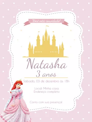 Convite Aniversário Princesa Ariel da Disney para Editar Online