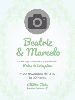 Convite Bodas de Crisopázio com Foto para Editar Online