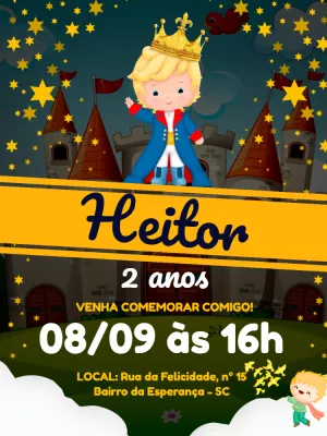 Convite de Aniversário Pequeno Príncipe para Editar Online