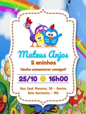 Convite Aniversário Galinha Pintadinha com Personagens para Editar