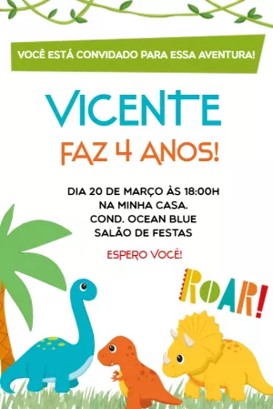 Invitación de cumpleaños Dinosaurio – Estático – Festejar Conviteria