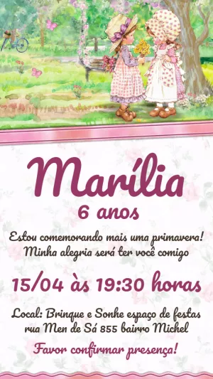 Convite Aniversário Jardim Sarah Kay para Editar Online
