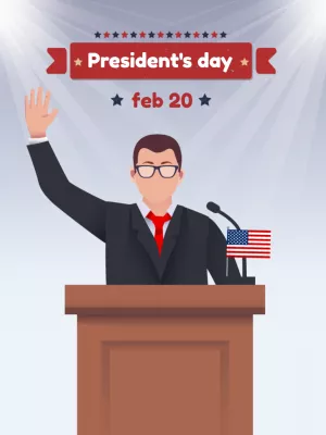 President's Day Post with Illustration to Edit Online